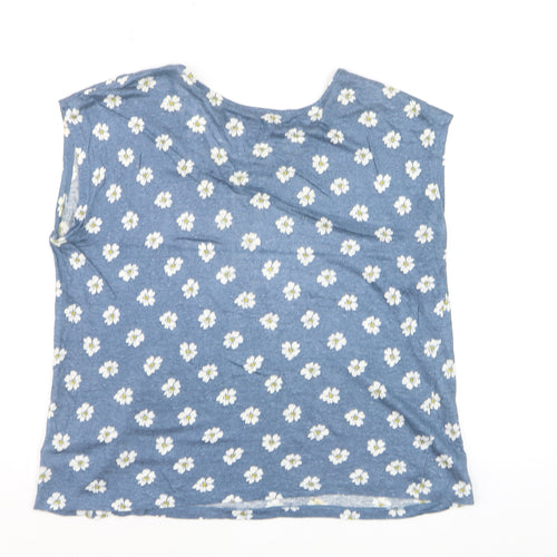 Nicole Miller Women’s Blue Floral Linen Sleeveless T-Shirt Size S