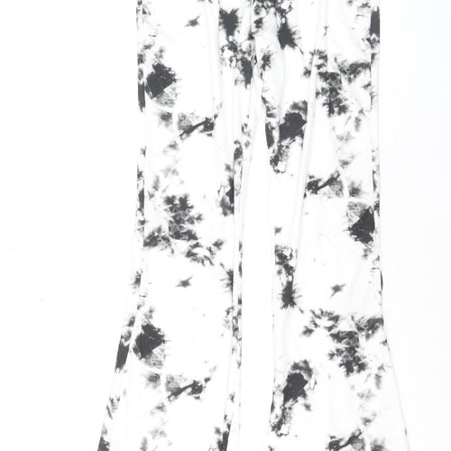Boohoo Women’s Black White Tie Dye Flared Leggings UK 12