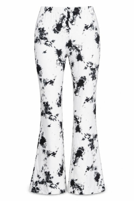 Boohoo Women’s Black White Tie Dye Flared Leggings UK 12