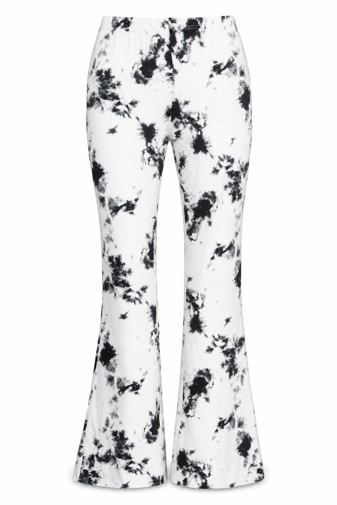 Boohoo Women’s Black White Tie Dye Flared Leggings UK 12