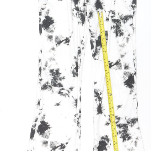 Boohoo Women’s Black White Tie Dye Flared Leggings UK 12