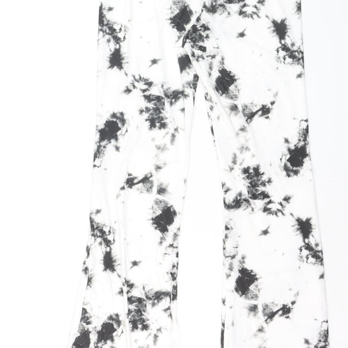 Boohoo Women’s Black White Tie Dye Flared Leggings UK 12