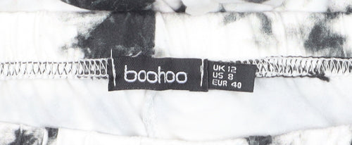 Boohoo Women’s Black White Tie Dye Flared Leggings UK 12