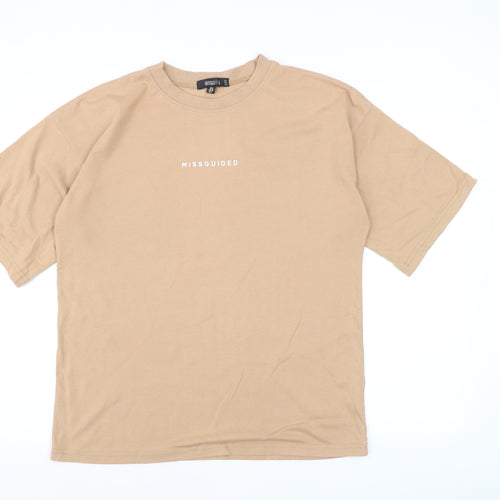Missguided Women's Beige Basic Crew Neck Short Sleeve T-Shirt UK 8