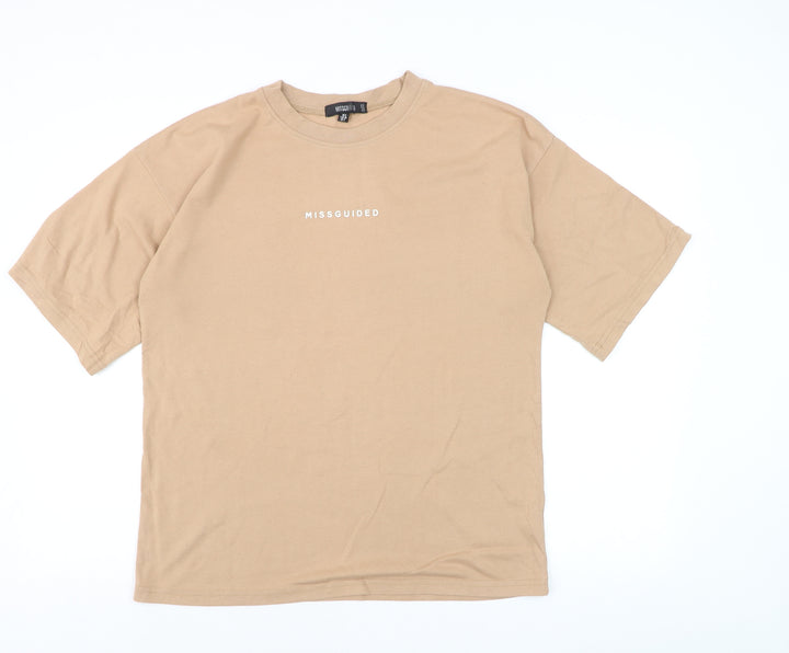Missguided Women's Beige Basic Crew Neck Short Sleeve T-Shirt UK 8