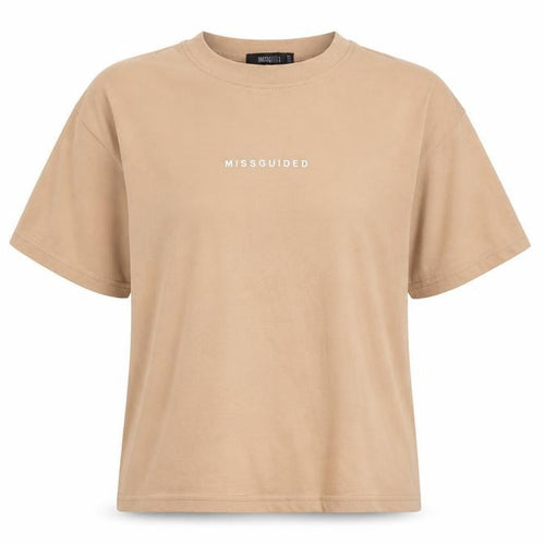 Missguided Women's Beige Basic Crew Neck Short Sleeve T-Shirt UK 8