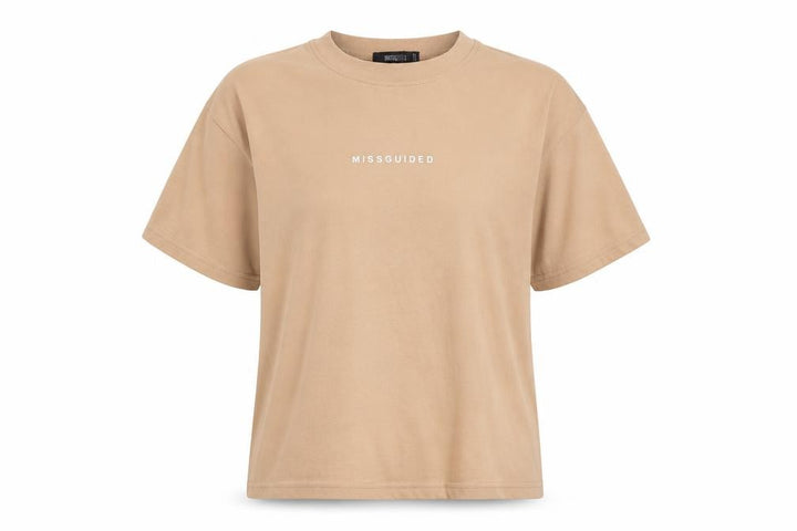 Missguided Women's Beige Basic Crew Neck Short Sleeve T-Shirt UK 8
