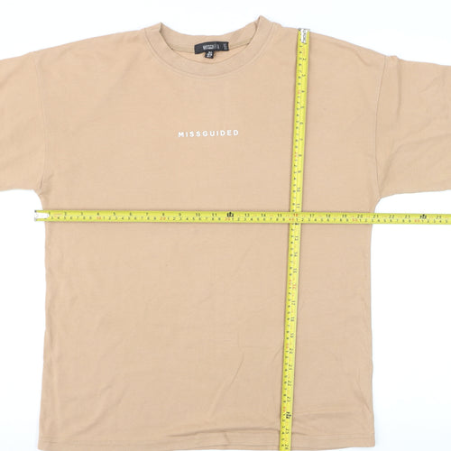 Missguided Women's Beige Basic Crew Neck Short Sleeve T-Shirt UK 8