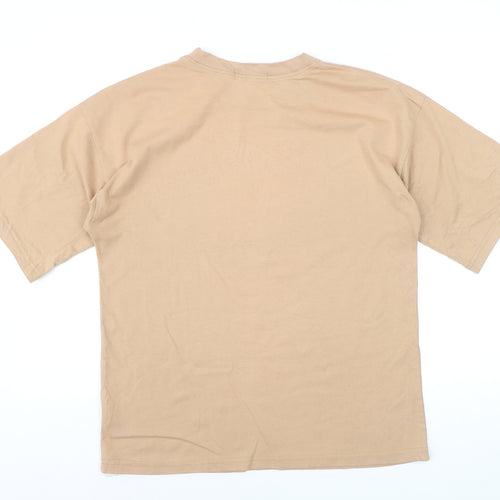 Missguided Women's Beige Basic Crew Neck Short Sleeve T-Shirt UK 8