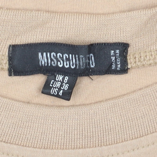 Missguided Women's Beige Basic Crew Neck Short Sleeve T-Shirt UK 8