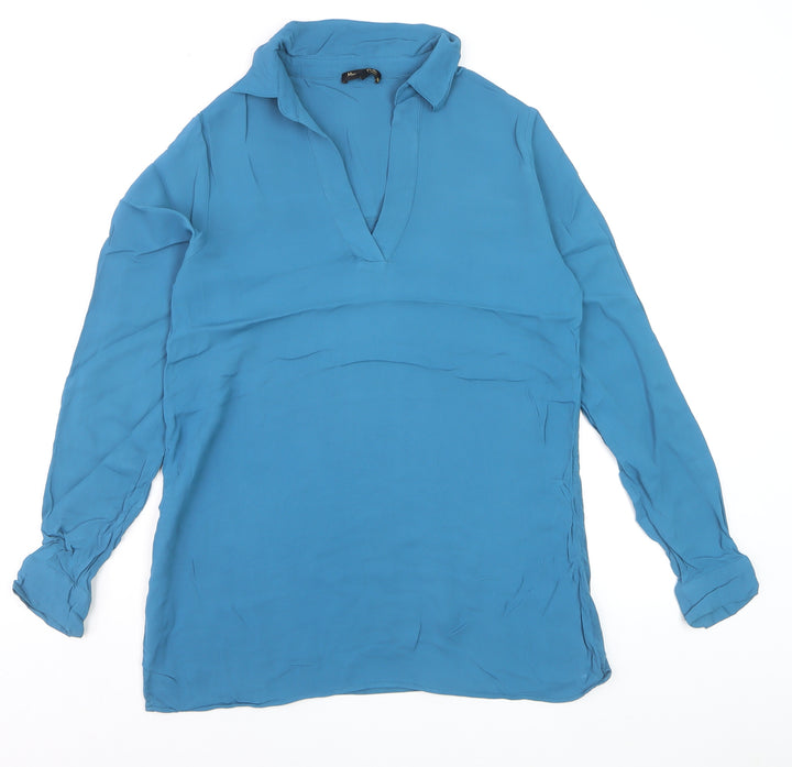 Massimo Dutti Women Blue Silk Tunic Blouse XS