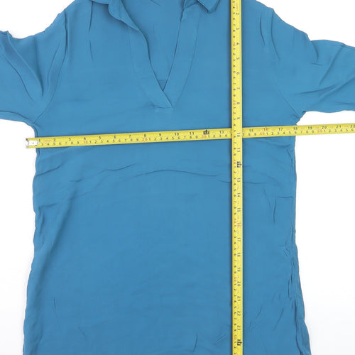 Massimo Dutti Women Blue Silk Tunic Blouse XS