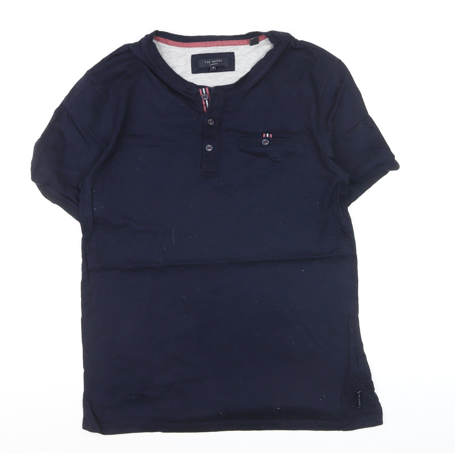 Ted Baker Men's Blue Short Sleeve Henley T-Shirt Size M