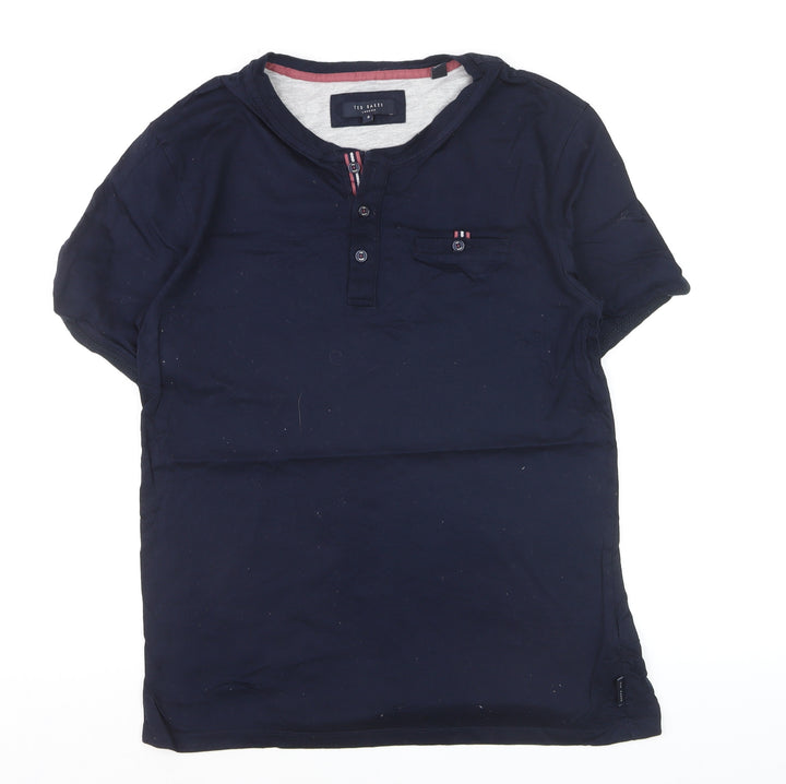 Ted Baker Men's Blue Short Sleeve Henley T-Shirt Size M