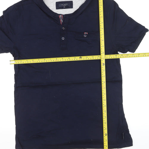 Ted Baker Men's Blue Short Sleeve Henley T-Shirt Size M