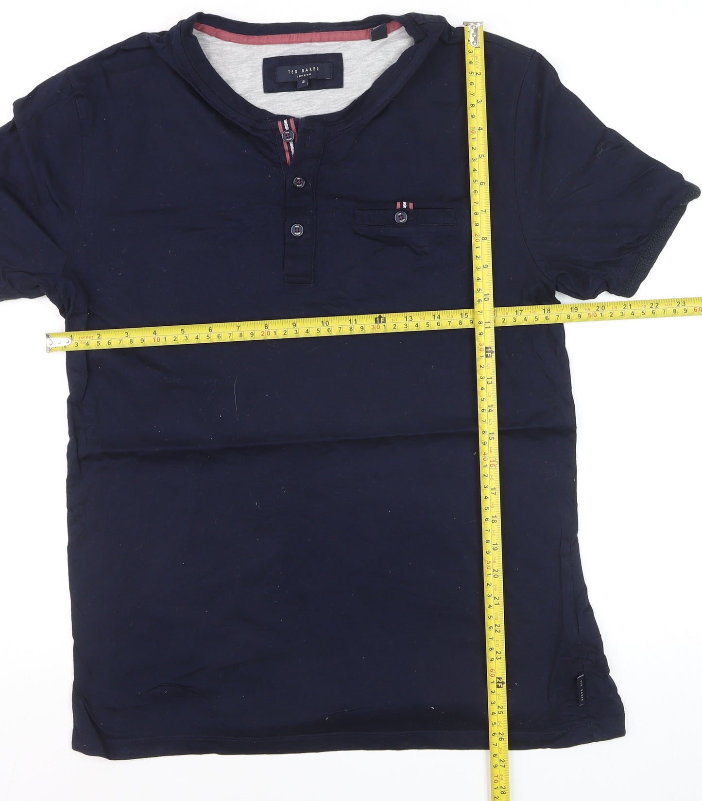Ted Baker Men's Blue Short Sleeve Henley T-Shirt Size M