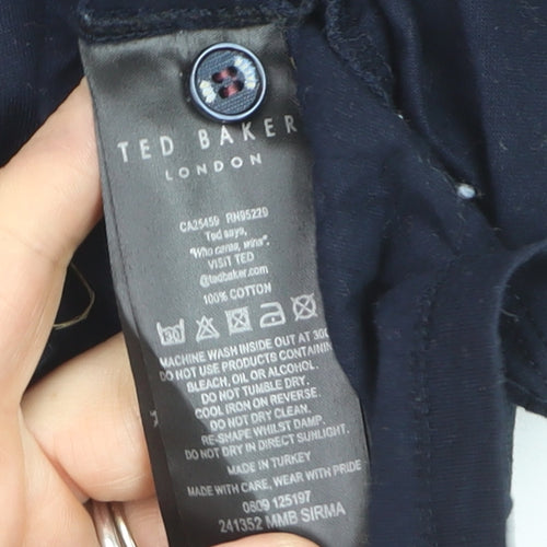 Ted Baker Men's Blue Short Sleeve Henley T-Shirt Size M