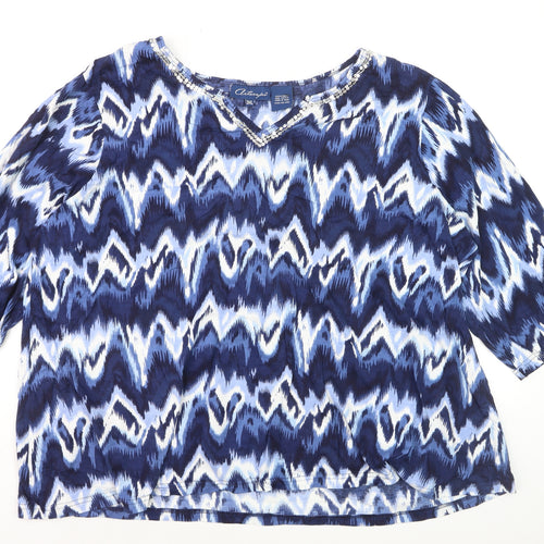 Artscape Women’s Blue 3XL Cotton Tunic Blouse with Sequins