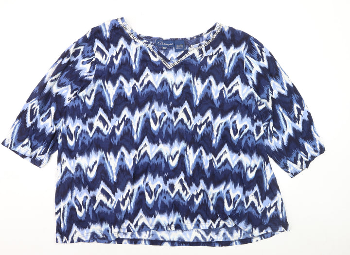 Artscape Women’s Blue 3XL Cotton Tunic Blouse with Sequins
