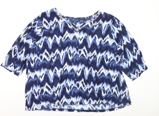 Artscape Women’s Blue 3XL Cotton Tunic Blouse with Sequins