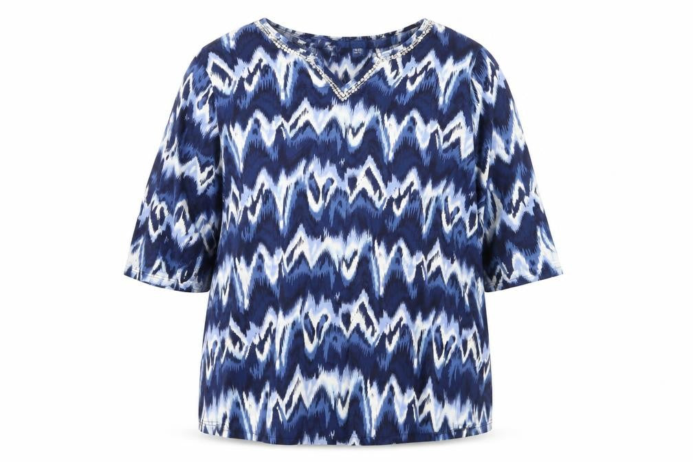 Front view of Artscape Women’s Blue 3XL Cotton Tunic Blouse with Sequins