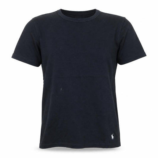 Front view of Polo Ralph Lauren Men's Black Cotton Crew Neck T-Shirt, size S