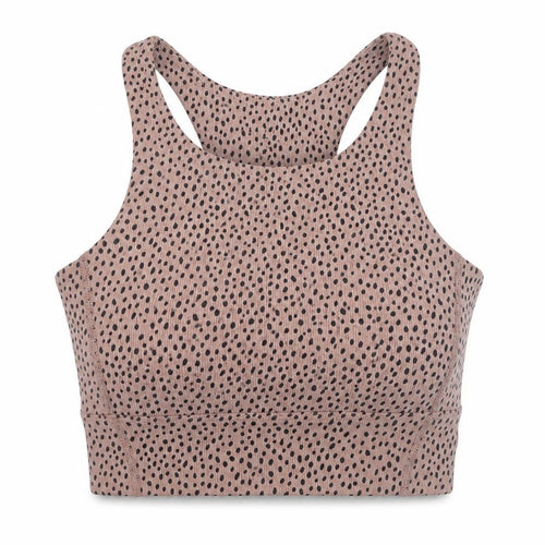 ALLFENIX Women’s Beige Animal Print Racerback XS Cropped Tank Top