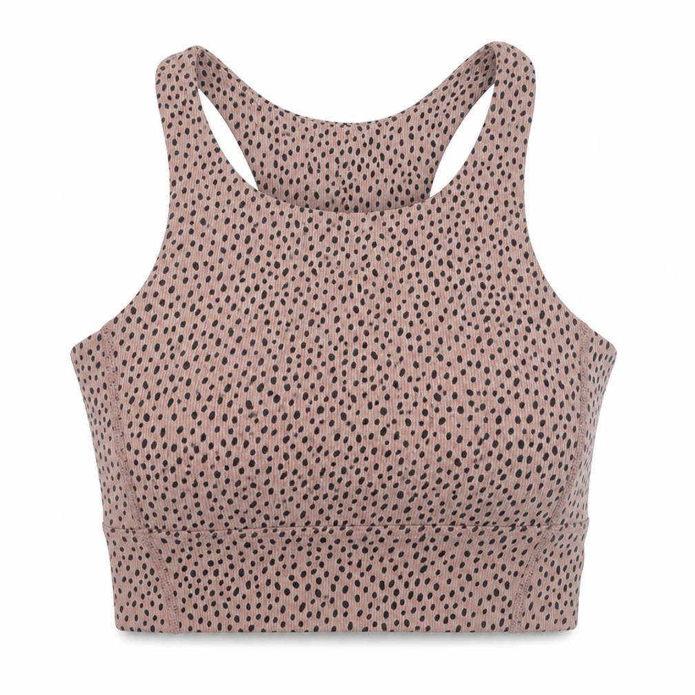 ALLFENIX Women’s Beige Animal Print Racerback XS Cropped Tank Top