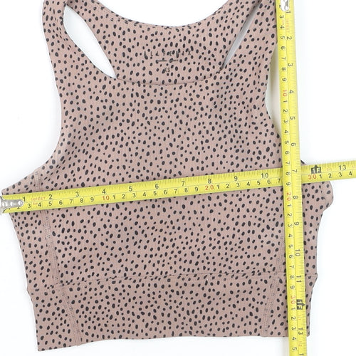 ALLFENIX Women’s Beige Animal Print Racerback XS Cropped Tank Top