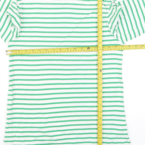 Toast Women's Green Striped Boat Neck Cotton Long Sleeve Top Size S