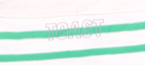 Toast Women's Green Striped Boat Neck Cotton Long Sleeve Top Size S