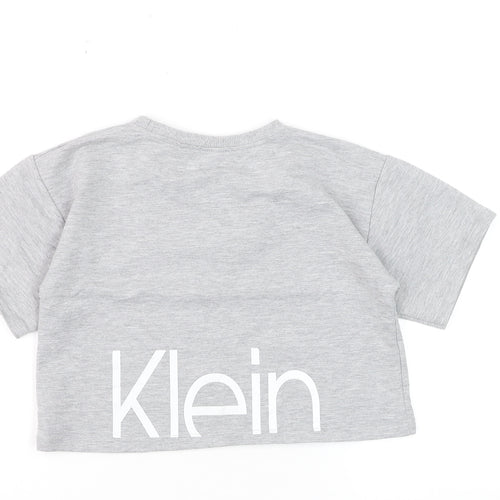 Calvin Klein Womens Grey Cropped Logo T-Shirt Size L Casual