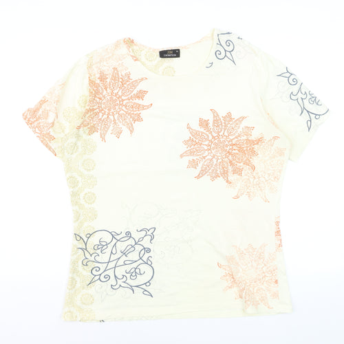 Jim Thompson Women's Beige Floral Cotton Stretch T-Shirt XL