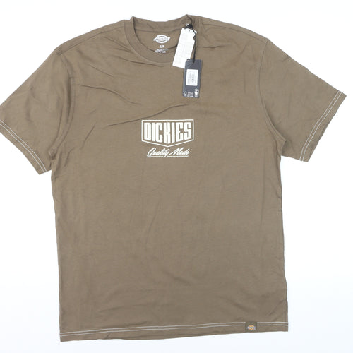 Dickies Men's Brown Graphic Print Cotton Crew Neck T-Shirt Size S