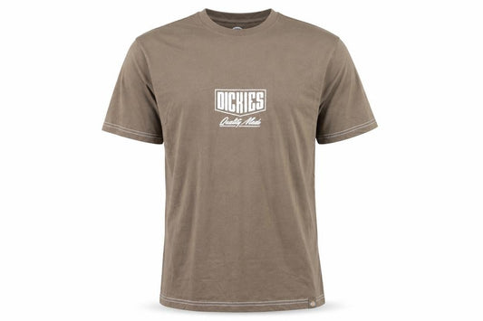 Front view of Dickies Men's Brown Graphic Print Cotton Crew Neck T-Shirt, size S