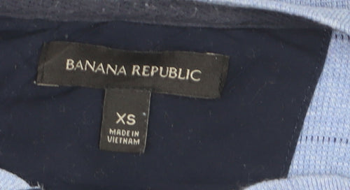 Banana Republic Men's Blue Striped Cotton Henley Long Sleeve Top XS