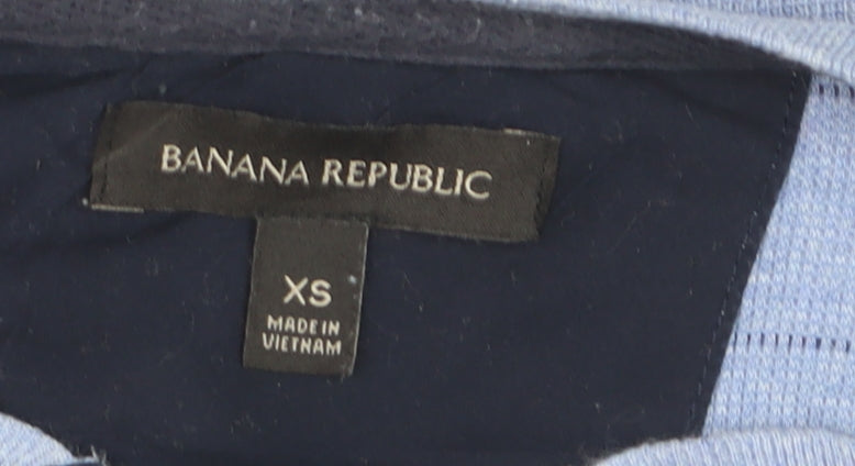 Banana Republic Men's Blue Striped Cotton Henley Long Sleeve Top XS