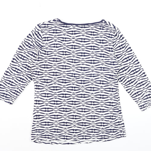 Marks and Spencer Per Una Blue Geometric 3/4 Sleeve Women's Top Size 12