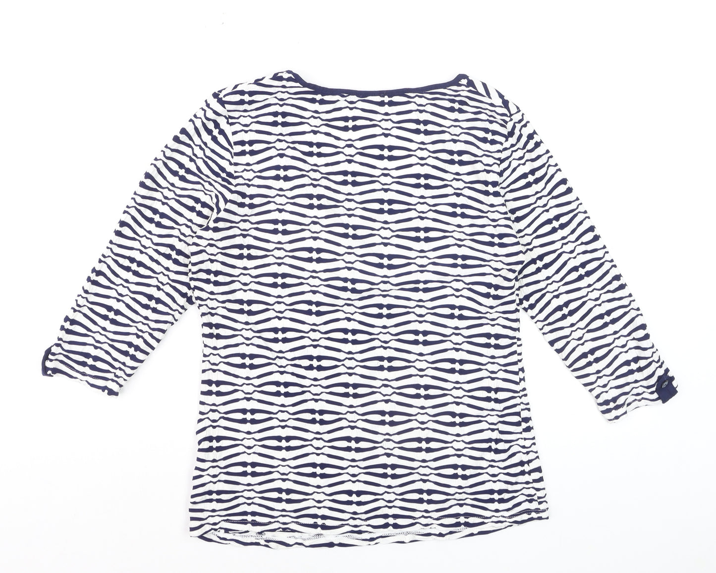 Marks and Spencer Per Una Blue Geometric 3/4 Sleeve Women's Top Size 12