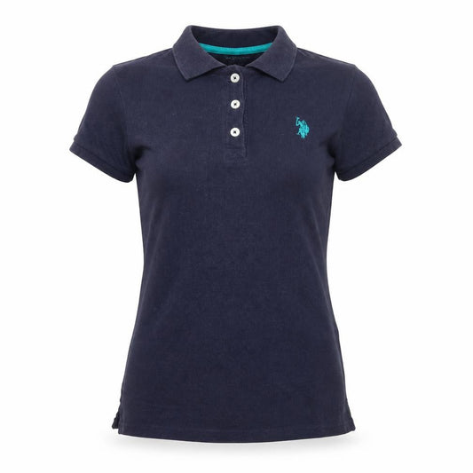 Front view of U.S. Polo Assn. Men's Navy Blue Small Cotton Short Sleeve Polo Shirt
