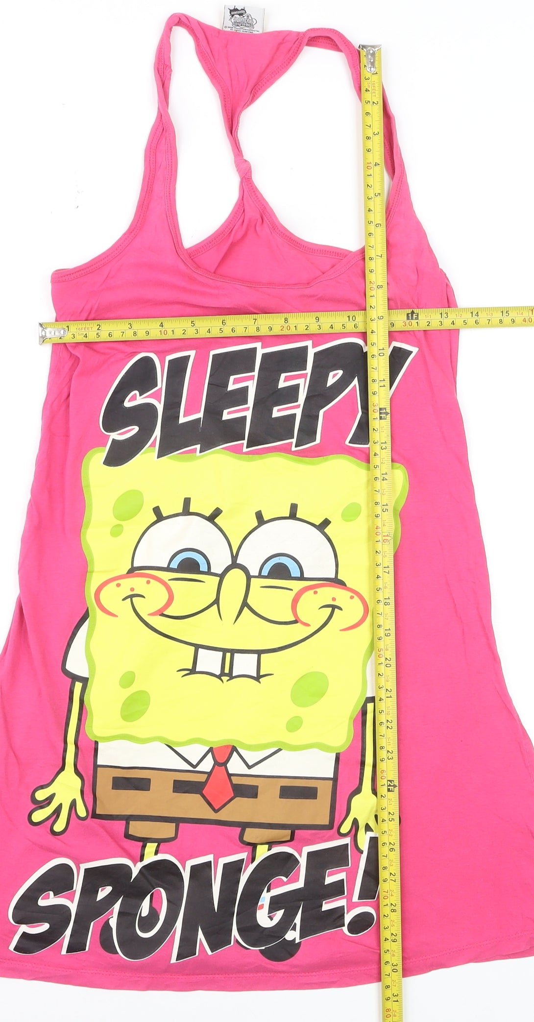Dunnes Women Pink Racerback SpongeBob Tank Top Size 8-10
