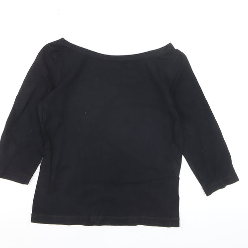 Monsoon Women's Black Boat Neck 3/4 Sleeve Cotton Blouse Size 10
