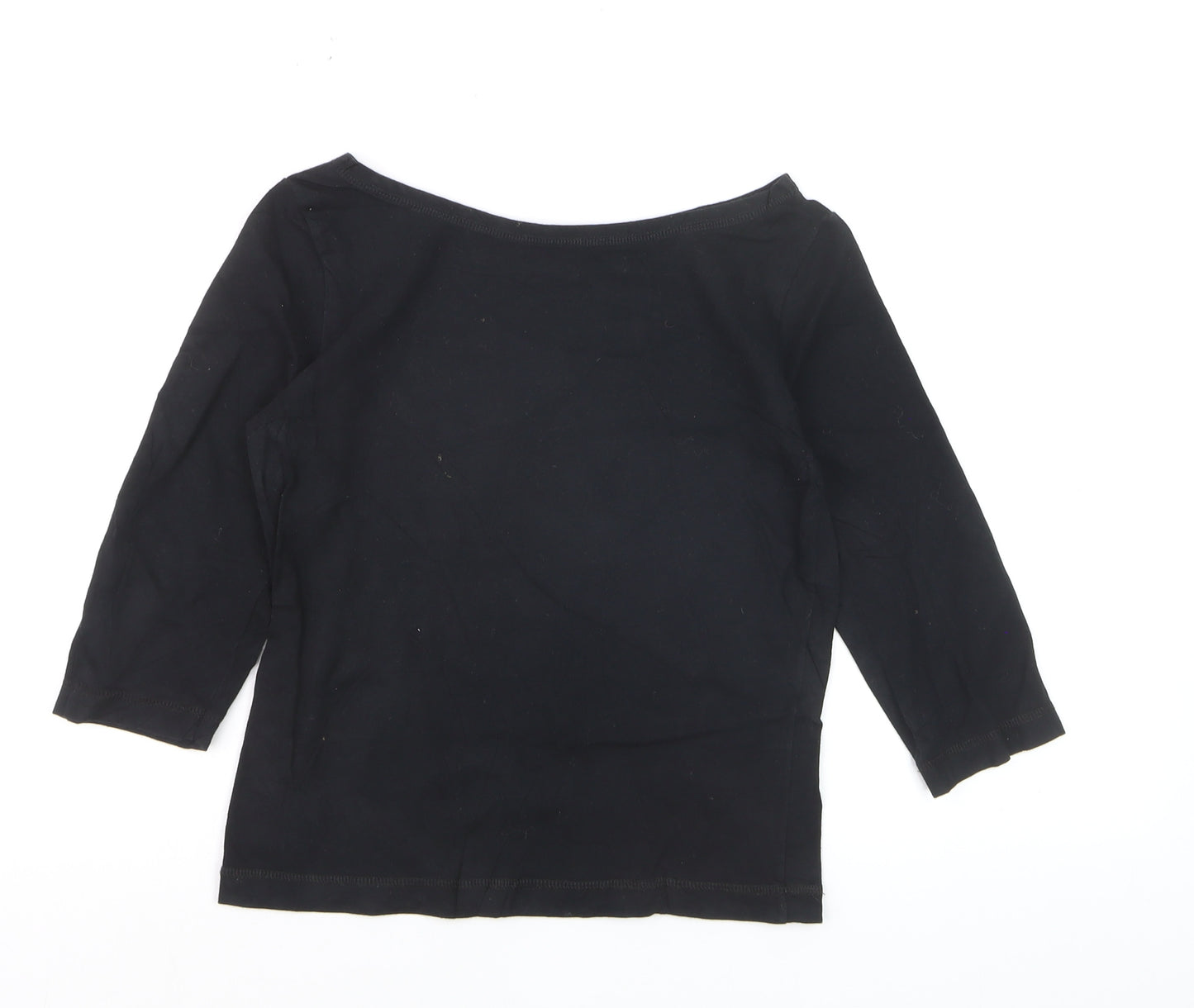 Monsoon Women's Black Boat Neck 3/4 Sleeve Cotton Blouse Size 10