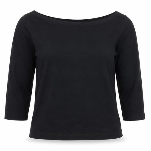 Monsoon Women's Black Boat Neck 3/4 Sleeve Cotton Blouse Size 10