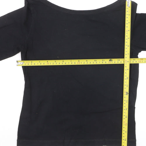 Monsoon Women's Black Boat Neck 3/4 Sleeve Cotton Blouse Size 10