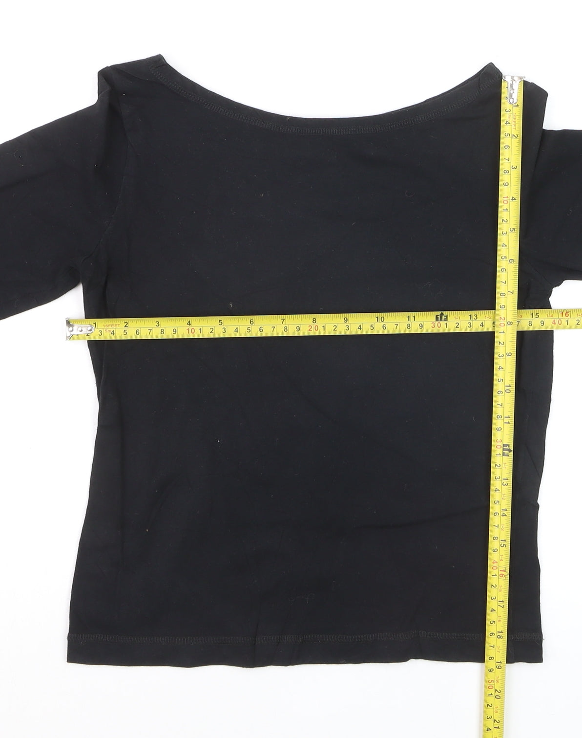 Monsoon Women's Black Boat Neck 3/4 Sleeve Cotton Blouse Size 10