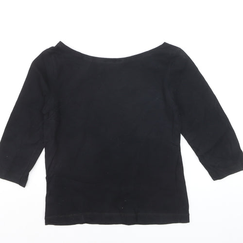 Monsoon Women's Black Boat Neck 3/4 Sleeve Cotton Blouse Size 10