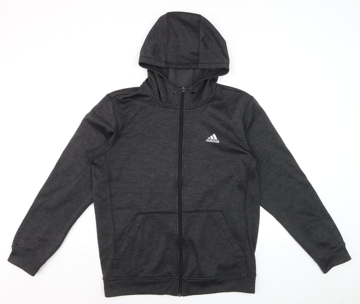 Adidas Men Black Climawarm Full Zip Hooded Activewear Jacket M