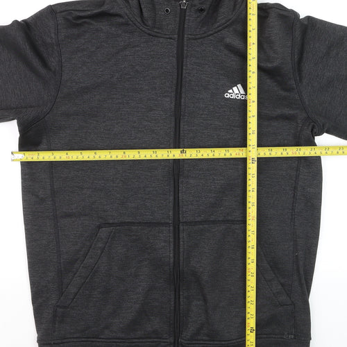 Adidas Men Black Climawarm Full Zip Hooded Activewear Jacket M