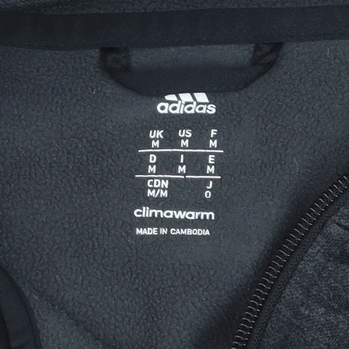 Adidas Men Black Climawarm Full Zip Hooded Activewear Jacket M